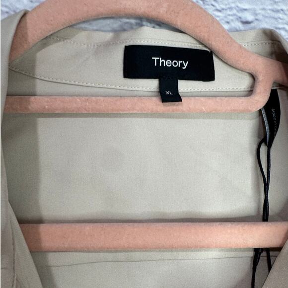 THEORY Classic Fitted Silk Shirt XL NWT - Picture 5 of 7